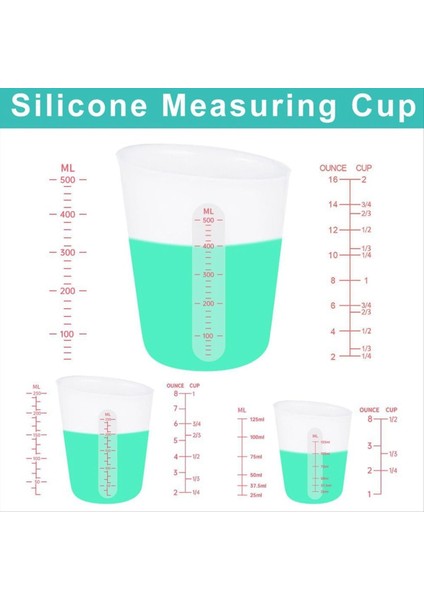 Epoksi Silikon Ölçüm Kabı, Yapışmaz Karıştırma Bardakları, Döküm Kalıpları Için 6 Adet Silikon Fincan Seti, 500ML, 250ML ve 125ML (Yurt Dışından) fiyatları