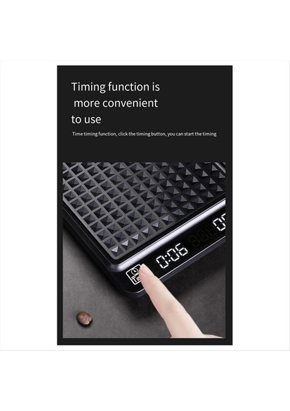 Zamanlayıcı ile Dijital Kahve Ölçeği, Ölçek Zamanlama Şarj Edilebilir Kahve Ölçeği Dökme ve Damla Kahve, 3kg/0.1g (Yurt Dışından)