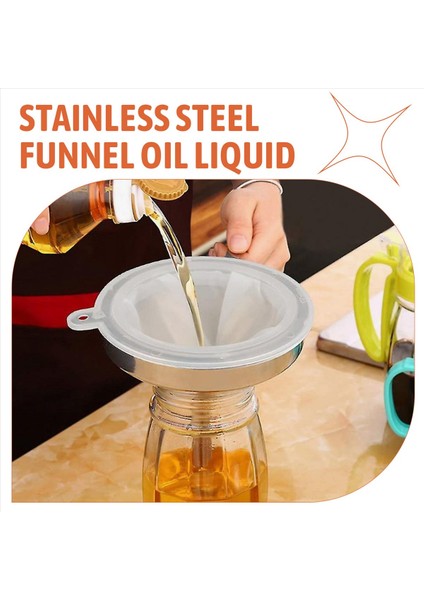 5.1 Inç 304 Paslanmaz Çelik Mutfak Hunisi, Sıvı Aktarmak Için 200 Örgü Gıda Filtresi Süzgeç, Yağ, Reçel Yapmak (Yurt Dışından) fırsatları