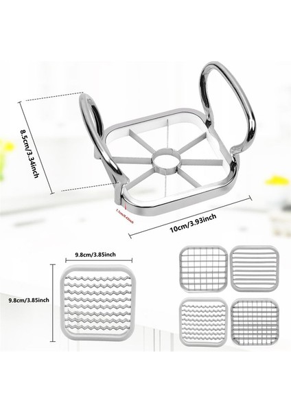 Paslanmaz Çelik Çip Kesici, Patates Kesici 5 Farklı Bıçak Şekli, Patates Dilimleyici, Dilimleyici ile Çok Yönlüdür (Yurt Dışından) fiyatları