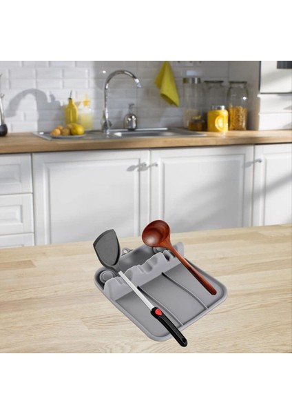 Silikon Sofra Rafı, Silikon Kaplama Damla Ped ile Dinlenme, Kaşık Dinlenme ve Kaşık Tutucu, Mutfak Eşyası Rafı 2 Adet (Yurt Dışından) modelleri