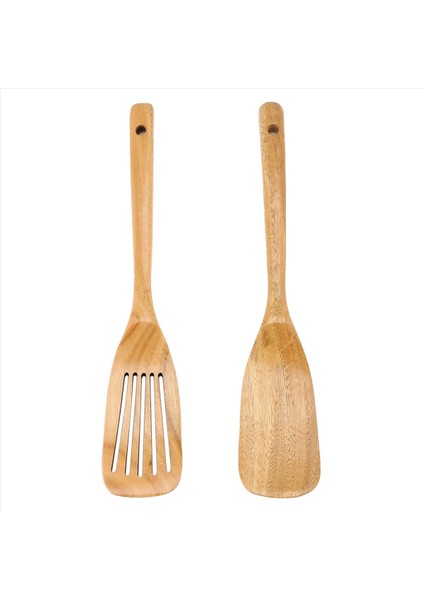 Ahşap Mutfak Pişirme Assets, 2 Adet Ahşap Kaşık ve Yemek Pişirme, Şık, Ev Kullanımı ve Mutfak Için Tencere Için Spatula (Yurt Dışından)
