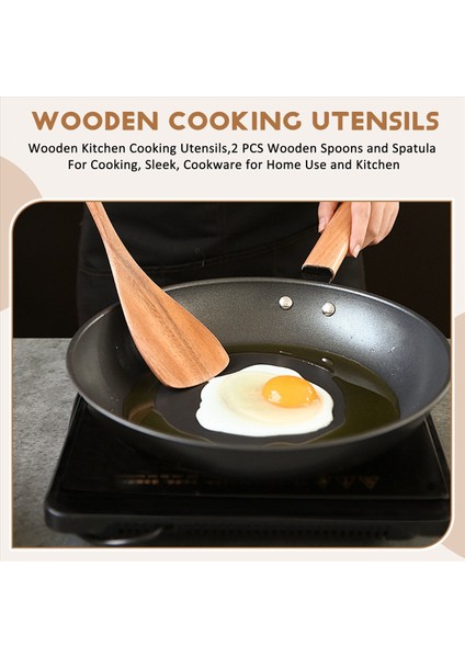 Ahşap Mutfak Pişirme Assets, 2 Adet Ahşap Kaşık ve Yemek Pişirme, Şık, Ev Kullanımı ve Mutfak Için Tencere Için Spatula (Yurt Dışından) fırsatları