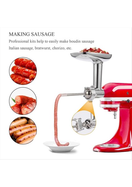 Sosis Doldurucu Tüpleri, Dayanıklı Gıda Öğütücü Ekleri Dahil Kitchenaid Stand Mikserleri Için Et Değirmeni Eki (Yurt Dışından) fiyatları