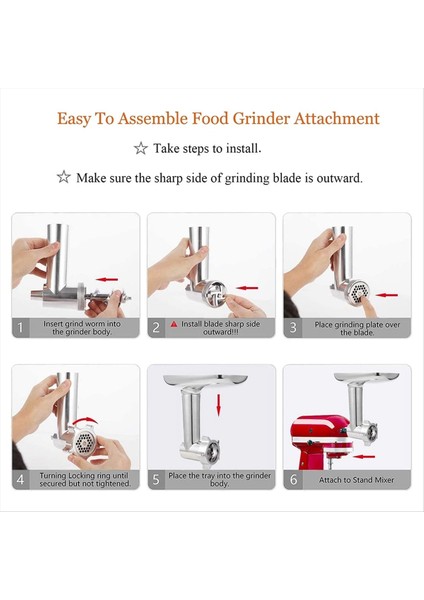 Sosis Doldurucu Tüpleri, Dayanıklı Gıda Öğütücü Ekleri Dahil Kitchenaid Stand Mikserleri Için Et Değirmeni Eki (Yurt Dışından) fırsatları
