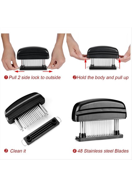 48 Bıçak Iğne Et Ihaleçi Paslanmaz Çelik Bıçak Et Biftek Tokmak Et Ihale Çekiç Poundder Siyah (Yurt Dışından) indirimleri