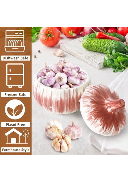 Sarımsakınızı Korumak Için Kapak Havalandırılmış Seramik Sarımsak Kaleci, Sarımsak Tutucu Saklama Kabı ile Sarımsak Kaleci (Yurt Dışından) fiyatları
