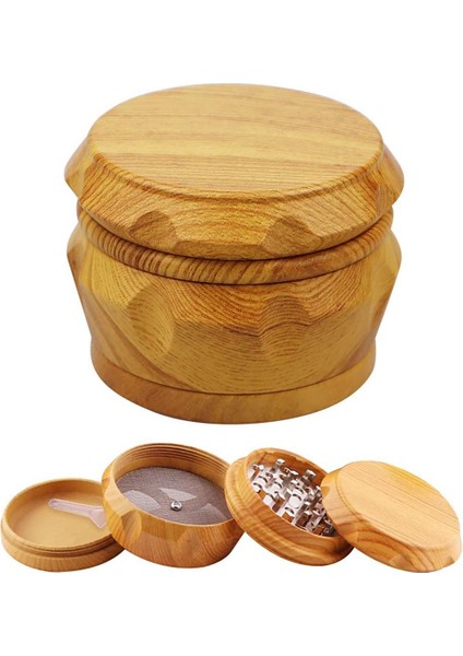 Ahşap Öğütücü Büyük Kapasiteli 4 Katmanlı Öğütücü, Polen Kazıyıcı Ev Mutfak Ahşap Rengi Için Uygun (Yurt Dışından)