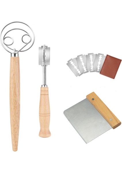 Danimarka Hamuru Çırpma Seti Büyük Çift Göz Ekmeği Mikseri Seti, 4 Kek Ekmeği Hamur Işi (8pcs) Için Değiştirilebilir Bıçaklarla (Yurt Dışından)