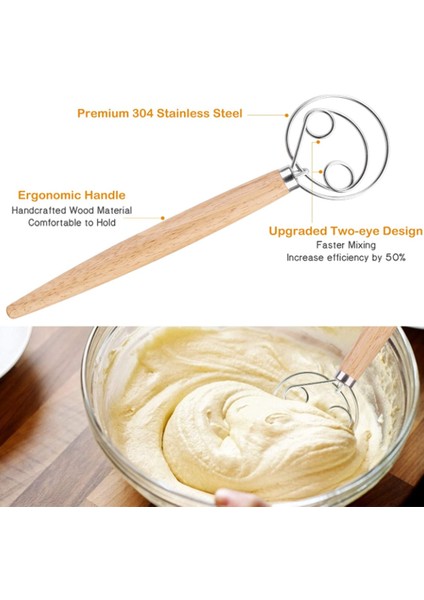 Danimarka Hamuru Çırpma Seti Büyük Çift Göz Ekmeği Mikseri Seti, 4 Kek Ekmeği Hamur Işi (8pcs) Için Değiştirilebilir Bıçaklarla (Yurt Dışından) modelleri