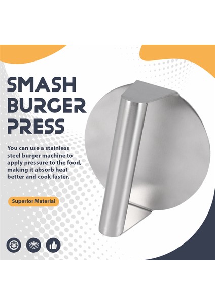 Paslanmaz Çelik Burger Pres Tur Smash Burger Press Düz Üst Izgara Pişirme, Izgara Aksesuarları Için Saplı (Yurt Dışından) fırsatları