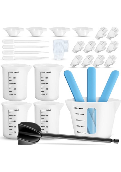 Epoksi Reçine Için Silikon Ölçüm Kupaları, Reçine, Kalıplar, Takı Yapımı Için 250 ve 100ML Silikon Kupa ile Reçine Malzemeleri (Yurt Dışından)