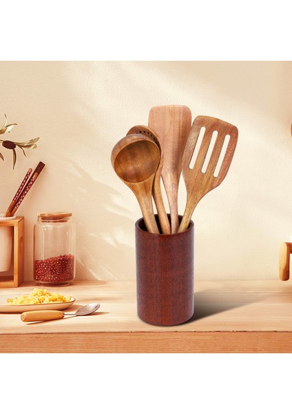 Ahşap Sofra Takımı, Standa ile Tik Mutfak Pişirme Sofra Seti, Yapışmaz Tencere, Ahşap Kürek Kaşığı 5 Adet Yemek Pişirme Için Uygun (Yurt Dışından) indirimleri