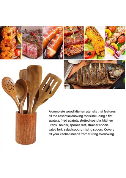 9 Adet Yemek Pişirmek Için Ahşap Kaşıklar, Mutfak Eşyaları ile Yemek Pişirmek Için Ahşap Mutfak Eşyaları, Tik Ahşap Mutfak Eşyaları Seti (Yurt Dışından) fırsatları