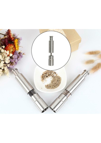 Tuz ve Karabiber Öğütücü Paslanmaz Çelik Itme Düğmesi Gümüş Pişirmek Için Gümüş Baharat Başparmak Biber Değirmeni Taşınabilir Öğütücü (Yurt Dışından) modelleri