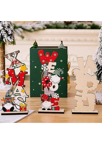 Ahşap Noel Dekoru Masalar Için Noel Centerpieces Ahşap Noel-Claus Noel Masa Dekoru Ahşap Süsler (Yurt Dışından) indirimleri