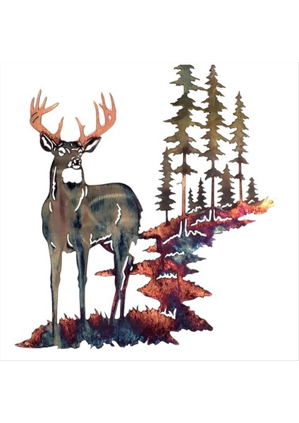 Metal Geyik Duvar Sanat Orman Geyik Duvar Dekor Metal Ağaç Geyik Duvar Sanat Dekor Metal Geyik Dekoru Rustik Dekor Oturma Odası Için (Yurt Dışından)