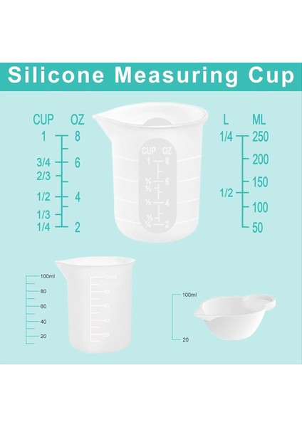 Reçine Malzemeleri Için Silikon Ölçüm Kapları, 250ML100ML Yapışmaz Karıştırma Bardakları Için Reçine Kiti, Reçine Kalıpları Için Silikon Bardaklar (Yurt Dışından) fiyatları