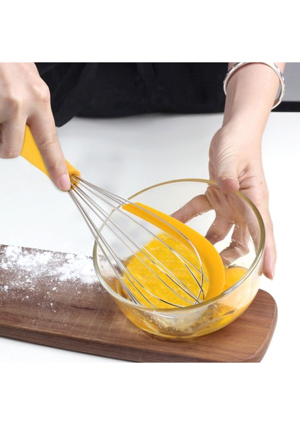 304 Paslanmaz Çelik Balon Silikon Sıyırıcı ile Çırpma - Zarif Sap ve Kalın Tel Balon Çırpma, Sarı (Yurt Dışından) fiyatları