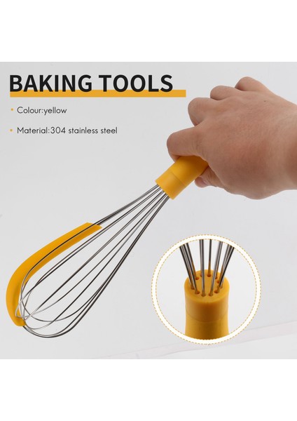 304 Paslanmaz Çelik Balon Silikon Sıyırıcı ile Çırpma - Zarif Sap ve Kalın Tel Balon Çırpma, Sarı (Yurt Dışından) fırsatları