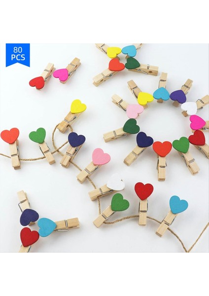 80 Adet Ahşap Kalp Clothespins Mini Kalp Fotoğraf Klipleri El Sanatları Için Renkli Küçük Giysiler Pimleri Resim Asma Ekran (Yurt Dışından) fırsatları