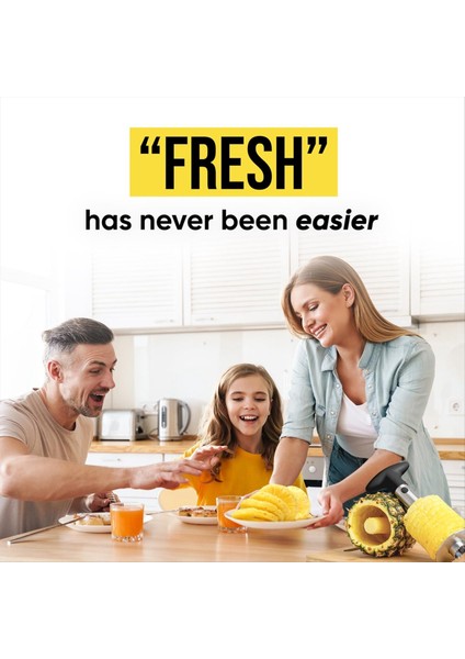 Ananas Kesici ve Üçlü Güçlendirilmiş Paslanmaz Çelikli Cori-Kalın Bıçağı ile Kullanımı Kolay Ananas Corer (Yurt Dışından)