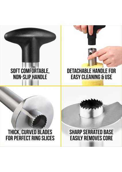 Ananas Kesici ve Üçlü Güçlendirilmiş Paslanmaz Çelikli Cori-Kalın Bıçağı ile Kullanımı Kolay Ananas Corer (Yurt Dışından) modelleri