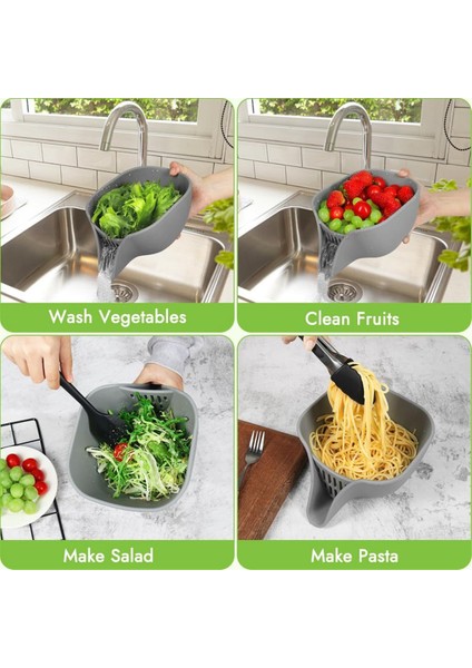 Çok Fonksiyonlu Silikon Tahliye Sepeti, Makarna Için Lavabo Filtre Sepeti, Yıkanmış Meyveler, Sebzeler ve Salatalar. (Yurt Dışından) indirimleri