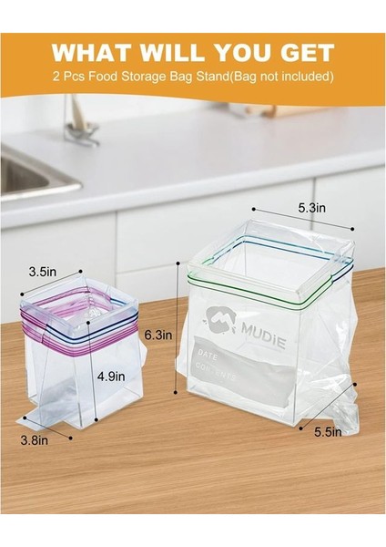 Fermuar Kapatma Torbası Tutucu, Yiyecek Hazırlık Çantası Doldurucu Dondurucu Çantası Standı Için Bol Raf Tutucu, Hem Quart Hem De Galonla Geliyor (Yurt Dışından) fırsatları