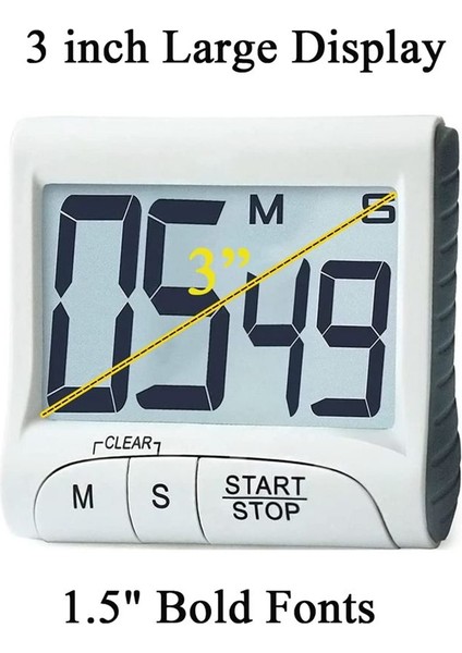 Dijital Mutfak Zamanlayıcısı ve Kronç, Kalın Rakamlar, Basit Çalışma, Yüksek Alarm, Yemek ve Sınıf Için Manyetik Kickstand (Yurt Dışından) fiyatları