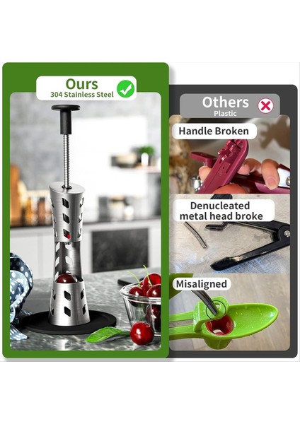 Kiraz Pitter Çıkartma Aracı 2-1 Arada Premium Hızlı Serbest Bırakma Kiraz Pitter Pres ve Push Tip Büyük 33MM Kiraz Tohumu Çıkarma (Yurt Dışından) modelleri