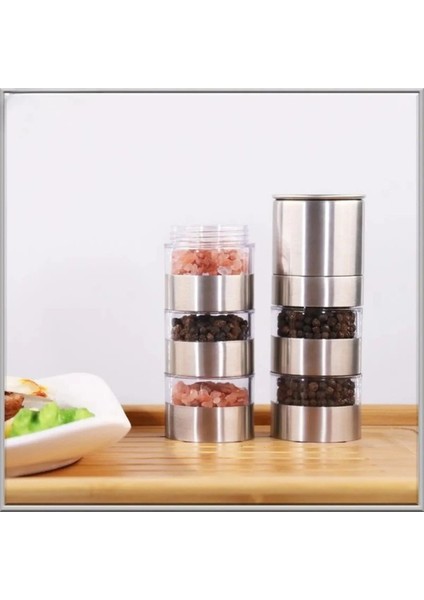 Biber Değirmeni, Tuz ve Karabiber Ginder, Paslanmaz Çelik Baharat Öğütücü, Çok Katmanlı Manuel Biber Değirmeni, Baharat Kırıcı B (Yurt Dışından) indirimleri