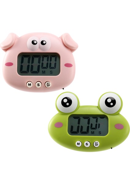 Mutfak Zamanlayıcı 2 Parçası, Sevimli Karikatür Hayvan Geri Sayım Zamanlayıcı, Manyetik, Büyük Ekran Saati Dijital Pişirme Zamanlayıcısı (Yurt Dışından)