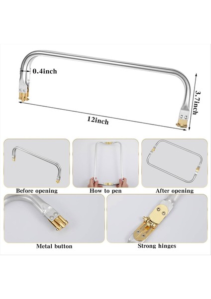 12 Inç Çanta Çerçevesi Dikdörtgen Kilit Çerçeve Öpücük Kilit Tokası Çanta Çerçevesi Donanım Değiştirmeleri Çanta Kapanması 4pcs (Yurt Dışından) fırsatları