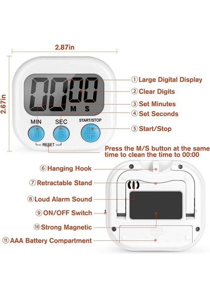 2pcs Mutfak Zamanlayıcısı, Manyetik Dijital Zamanlayıcılar Yüksek Sesle Mutfak Zamanlayıcıları Çocuklar Için Sınıf Zamanlayıcısı (Yurt Dışından) fiyatları