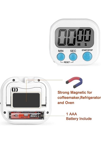 2pcs Mutfak Zamanlayıcısı, Manyetik Dijital Zamanlayıcılar Yüksek Sesle Mutfak Zamanlayıcıları Çocuklar Için Sınıf Zamanlayıcısı (Yurt Dışından) indirimleri