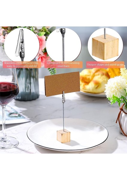 24 Pcs Rustik Ahşap Masa Numarası Tutucular Memo Klipsleri ve Kraft Kartları Ahşap Resim Standları ile Yer Numarası Tutucu Standı (Yurt Dışından) fırsatları