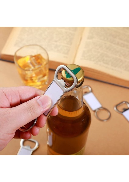 10 Adet Süblimasyon Boşlukları Anahtarlıklar Boş Metal Şişe Açıcı Anahtar Halkaları Dikdörtgen Isı Transferi Süblimasyon Anahtarlıkları (Yurt Dışından) indirimleri