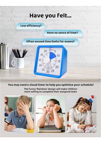 Çocuklar Için 60 Dakikalık Görsel Saat, Mutfak Pomodoro Için Sessiz Operasyon ile Visual Countdown Saati (Yurt Dışından) modelleri