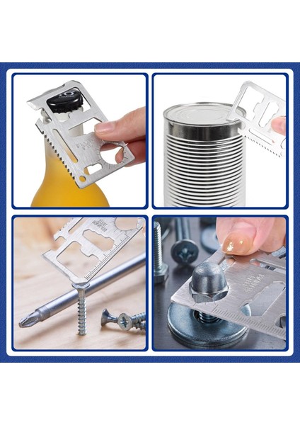 24 Set Paslanmaz Çelik 11 Arada Hayatta Kalma Cep Araçları Çok Alçalı Cüzdan Cüzdan Kart Kartı Çok Amaçlı Ölçekli Çift Cep Aracı (Yurt Dışından) fırsatları