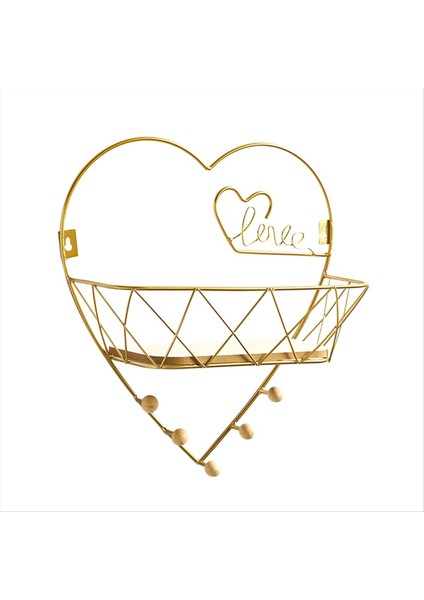 Duvar Asılı Kanca Montaj Ekran Standı Tutucu Estetiği Ev Dekorasyonu Çok Işlevli Kalp Şeklindeki Demir Depolama Rafları (Yurt Dışından)