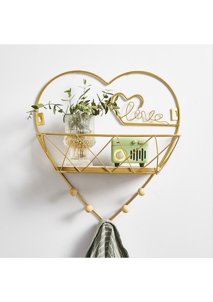 Duvar Asılı Kanca Montaj Ekran Standı Tutucu Estetiği Ev Dekorasyonu Çok Işlevli Kalp Şeklindeki Demir Depolama Rafları (Yurt Dışından) fiyatları