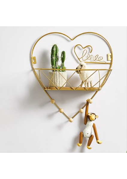 Duvar Asılı Kanca Montaj Ekran Standı Tutucu Estetiği Ev Dekorasyonu Çok Işlevli Kalp Şeklindeki Demir Depolama Rafları (Yurt Dışından) fırsatları