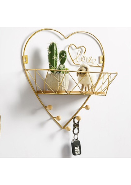 Duvar Asılı Kanca Montaj Ekran Standı Tutucu Estetiği Ev Dekorasyonu Çok Işlevli Kalp Şeklindeki Demir Depolama Rafları (Yurt Dışından) indirimleri