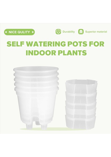 6 Inç Şeffaf Plastik Bahçe Kapları Kendi Kendine Sulama Ekicileri 5 Paket Plastik Kreş Bitki Kapları Derin Rezerv (Yurt Dışından) fırsatları