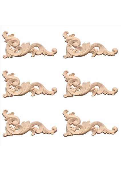 6x Ahşap Oyma Köşe Onlay Aplike Kapı Duvar Dekor 12 x 6cm Boyasız (Yurt Dışından)