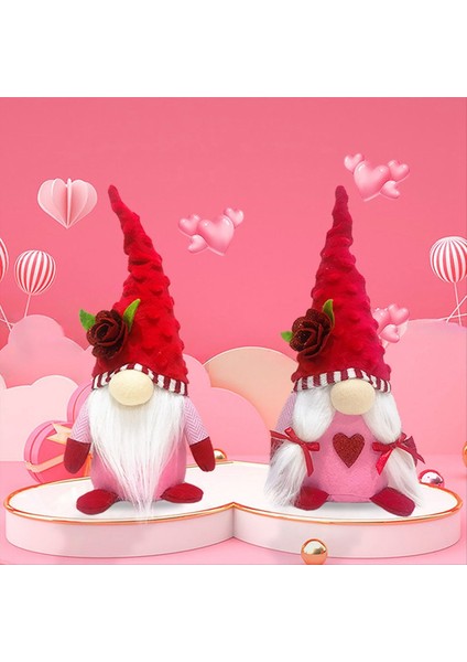 2pcs Sevgililer Günü Gnome Peluş Süslemeleri Mr ve Mrs Scandınavıan Sevgililer Günü Masa Süsleme (Yurt Dışından)