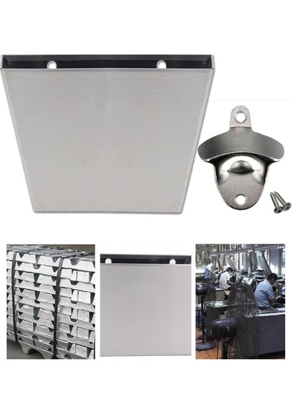 Paslanmaz Çelik Şişe Açıcı Duvara Monte Bira Kapağı Yakalayıcı Depolama Kovası Kutusu Mutfak Çubuğu Tutucu Aracı B. (Yurt Dışından) fırsatları