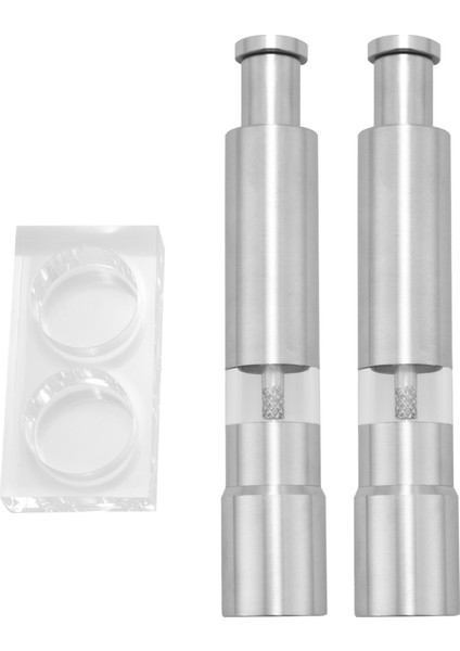 Tuz ve Karabiber Öğütücü 2, Biber Değirmeni Paslanmaz Çelik Tuz Çalkalayıcı Itme Düğmesi Manuel Cam Tuz ve Karabiber Seti (Yurt Dışından)