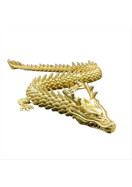 Hareketli Eklemlerle Altın Ejderha Çin Zodyak Ejderhası Koleksiyon Figürinleri Masa Dekor Süsü 3D Ejderha Heykeli (Yurt Dışından)